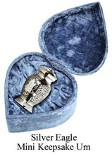 Load image into Gallery viewer, Solid Brass Keepsake Funeral Cremation Urn W. Eagle Emblem and Velvet Heart Box
