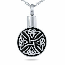 Load image into Gallery viewer, Round Celtic Cross Stainless Steel Pendant/Necklace Cremation Urn for Ashes
