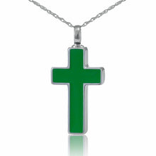 Load image into Gallery viewer, Small/Keepsake Green Cross Pendant Funeral Cremation Urn for Ashes
