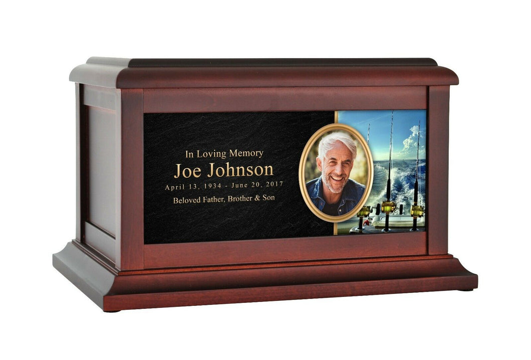 Large/Adult 200 Cubic Inches Marine Corps War Memorial Wood Photo Cremation Urn
