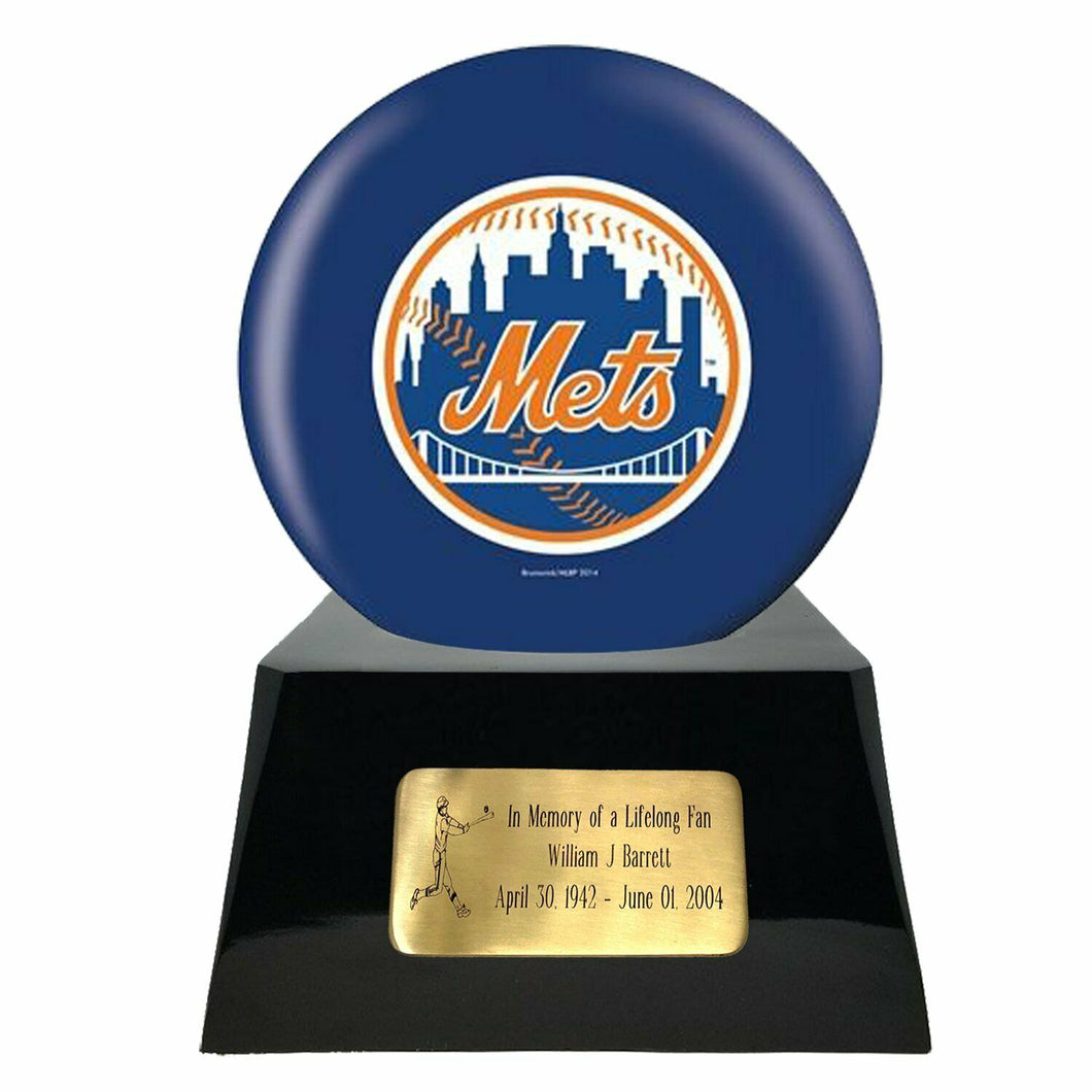 New York Mets Sports Team Adult Metal Baseball Funeral Cremation Urn For Ashes