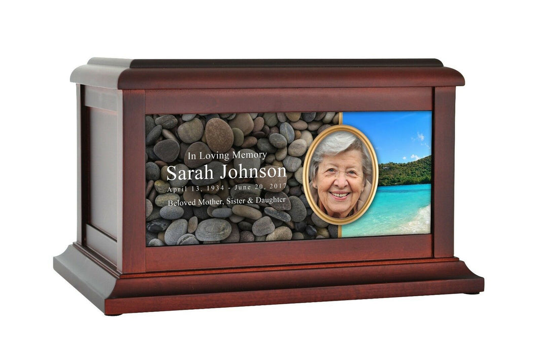 Large/Adult 200 Cubic Inches Virgin Islands Wood Photo Funeral Cremation Urn