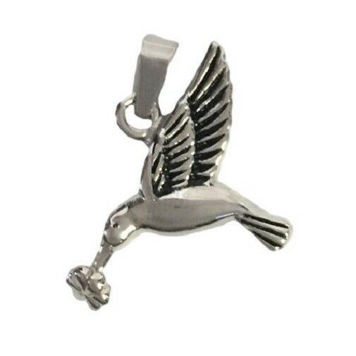 Stainless Steel Hummingbird Cremation Urn Pendant for Ashes w/20-in Necklace