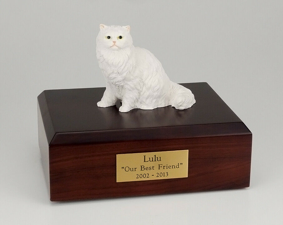Persian White Cat Figurine Pet Cremation Urn Available 3 Dif. Colors & 4 Sizes