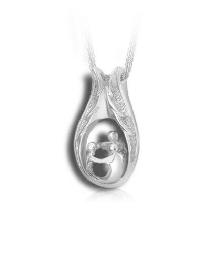 Sterling Silver 1 Adult & 2 Children Funeral Cremation Urn Pendant w/Chain