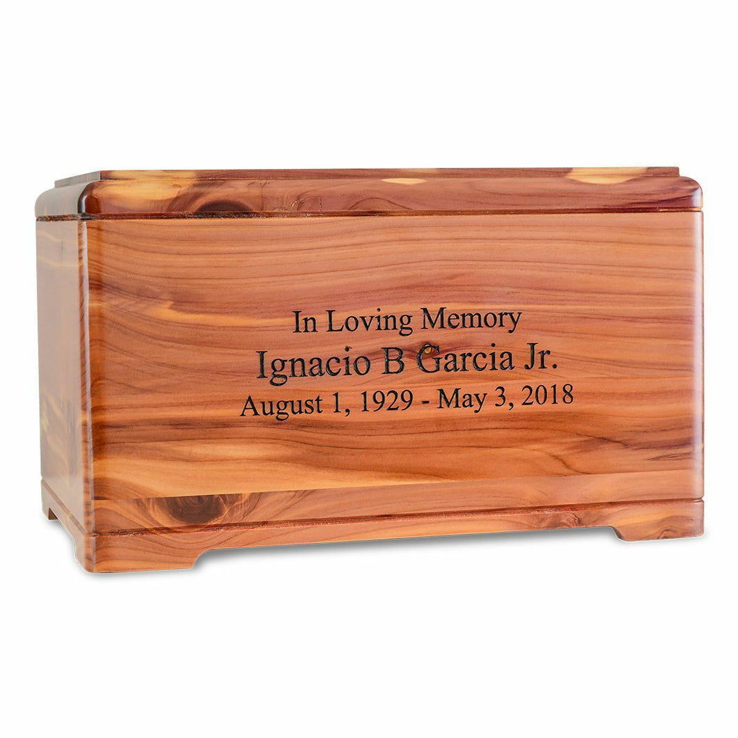 Large/Adult 210 Cubic Inch McLean Cedar Wood Funeral Cremation Urn for Ashes