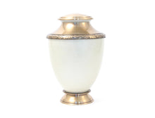 Load image into Gallery viewer, Heart Keepsake Aluminum &amp; Brass White Cremation Urn for Ashes, 3 Cubic Inches

