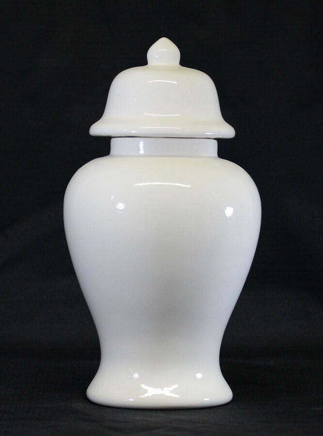 Large/Adult 113 Cubic Inch Ivory Ceramic Funeral Cremation Urn for Ashes