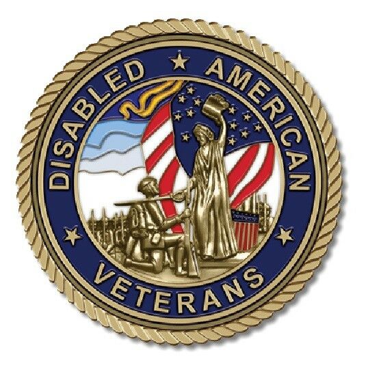 Disabled American Vet Medallion for Box Cremation Urn/Flag Case -2 Inch Diameter