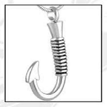 Load image into Gallery viewer, Fish Hook Stainless Steel Funeral Cremation Urn Pendant w/Chain for Ashes
