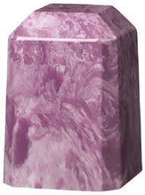 Load image into Gallery viewer, Small/Keepsake 36 Cubic Inch Purple Square Cultured Marble Funeral Cremation Urn
