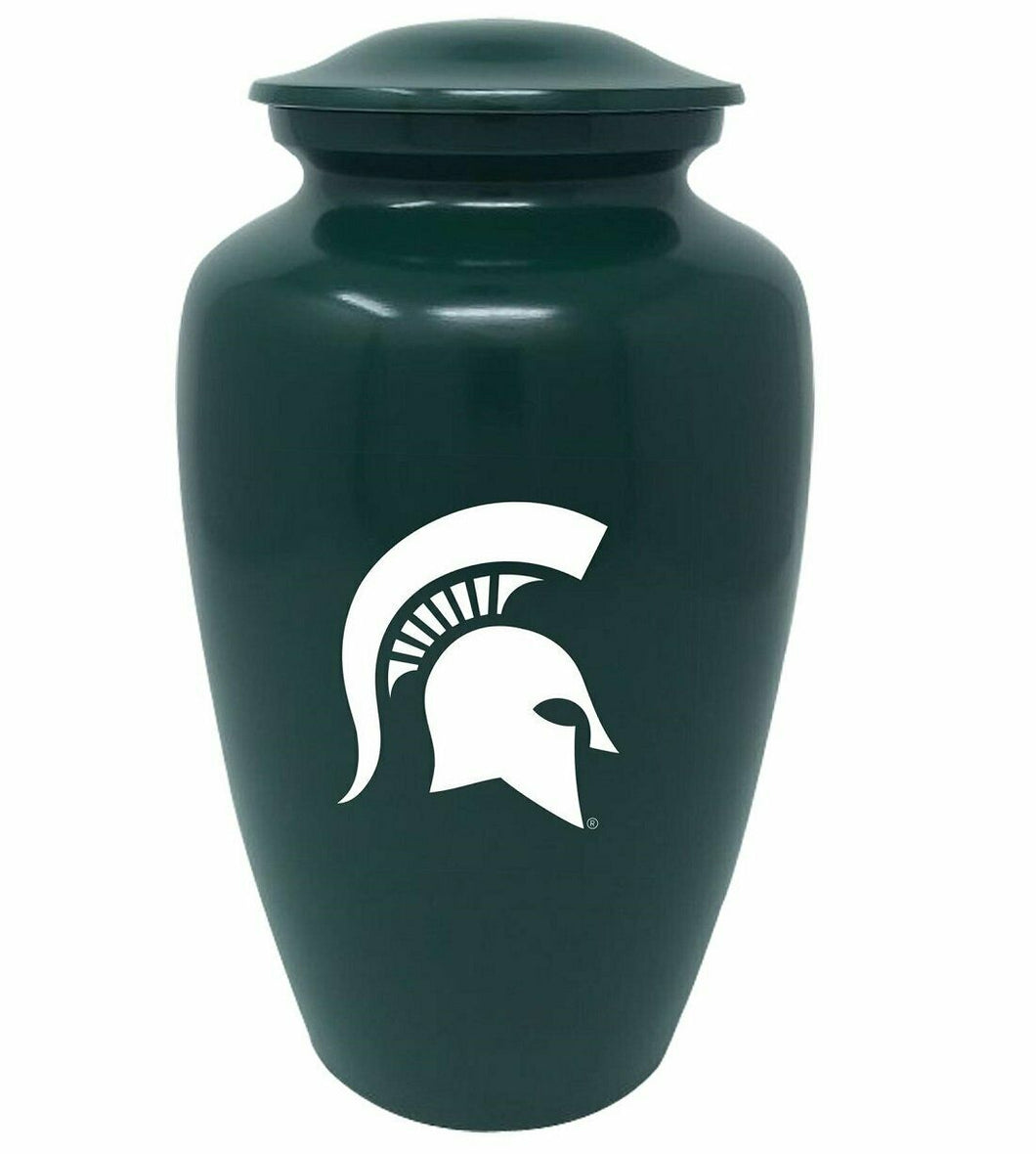 MSU Spartans Team Adult Sports Funeral Cremation Urn For Ashes Green Color