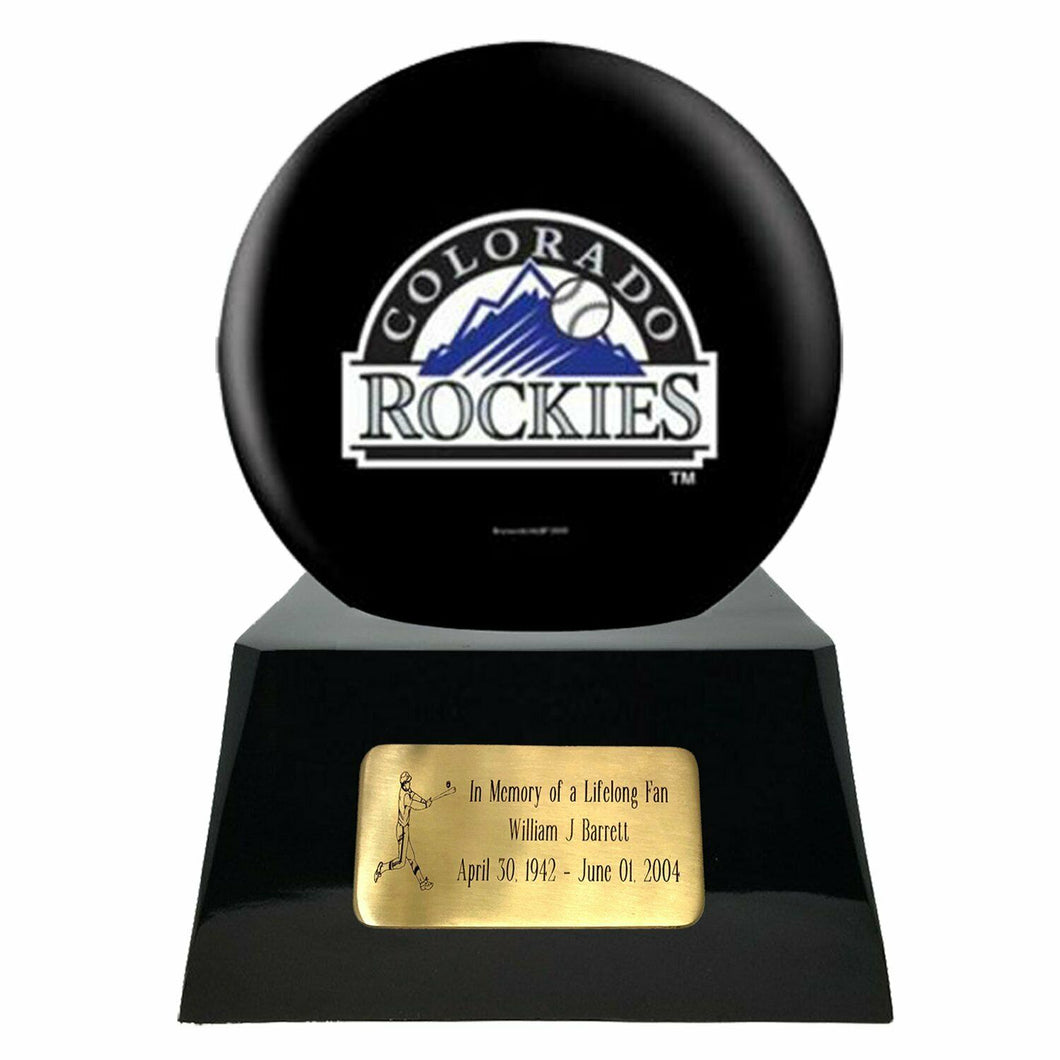Large/Adult 200 Cubic Inch Colorado Rockies Metal Ball on Cremation Urn Base