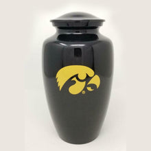 Load image into Gallery viewer, Large/Adult 200 Cubic In. University Of Iowa Hawkeye Metal Funeral Cremation Urn
