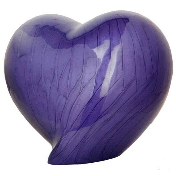 Large/Adult 200 Cubic Inch Purple Metal Heart Funeral Cremation Urn for Ashes