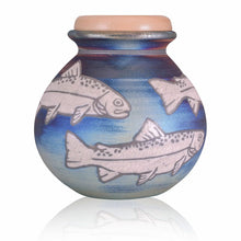 Load image into Gallery viewer, Large/Adult 200 Cubic Inches Raku Fish Funeral Cremation Urn for Ashes
