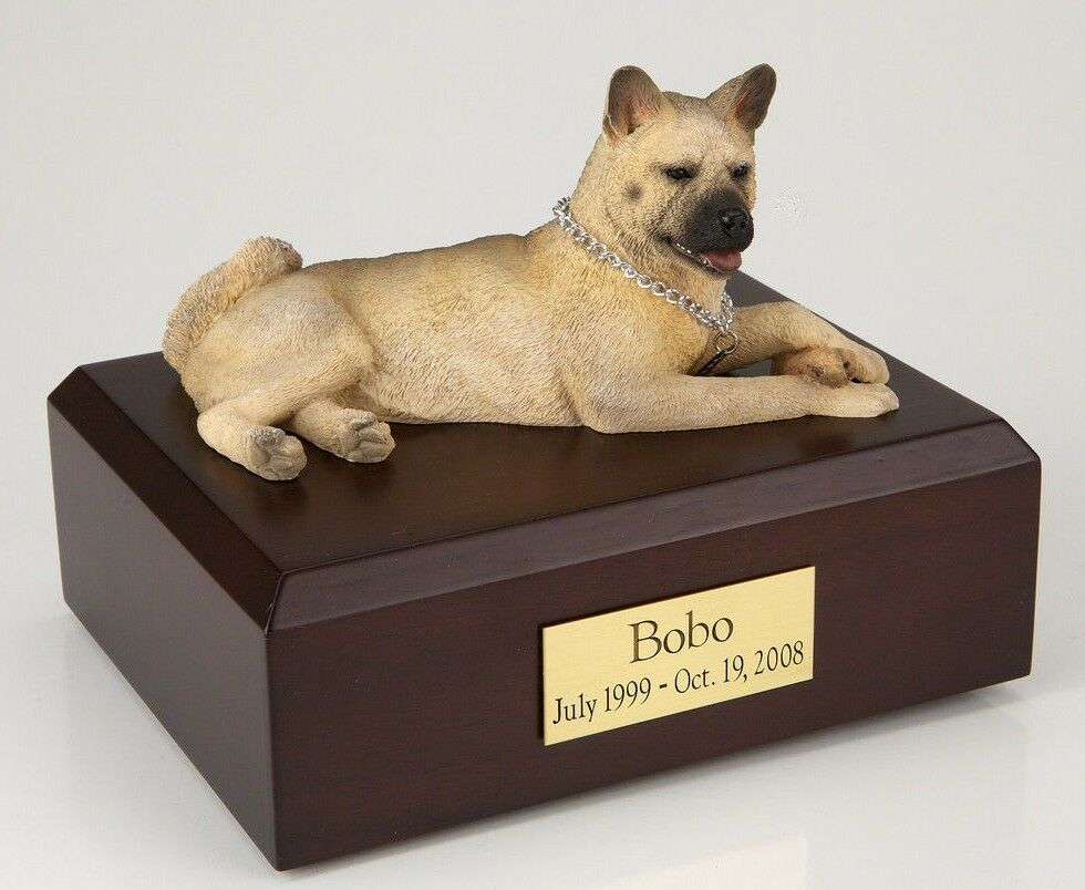 Akita Fawn Pet Funeral Cremation Urn Available in 3 Different Colors & 4 Sizes