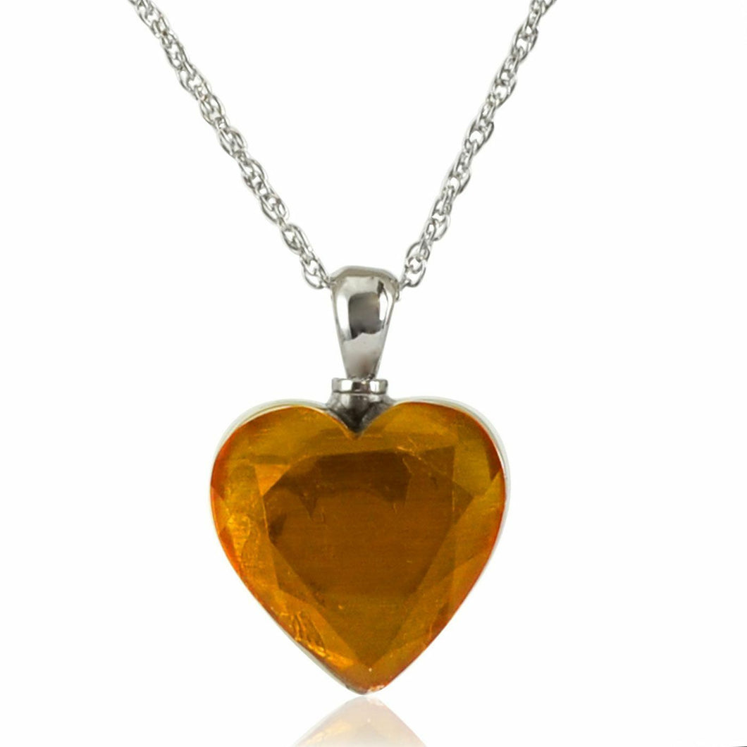 Golden Heart Stainless Steel Pendant/Necklace Funeral Cremation Urn for Ashes