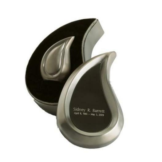Small/Keepsake 3 Cubic Inches Tear Drop Pewter Cremation Urn with Engraved Case