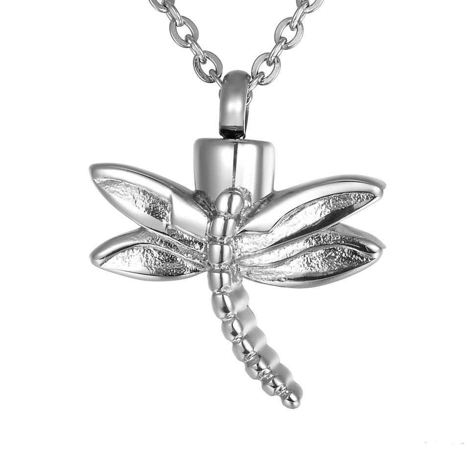 Silver Color Dragonfly Pendant/Necklace Funeral Cremation Urn for Ashes