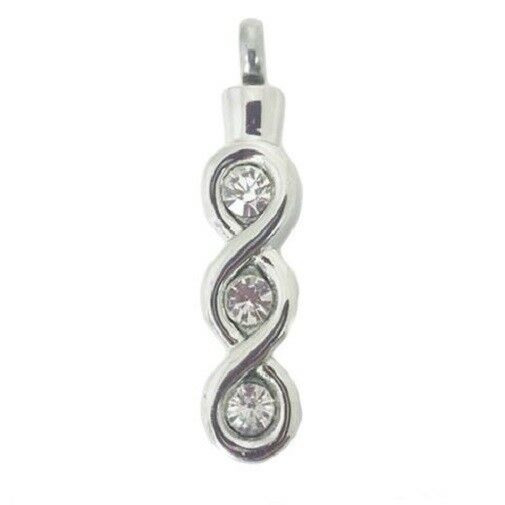 Stainless Steel Infinity Cubic Zirconia Cremation Urn Pendant w/20-inch Necklace
