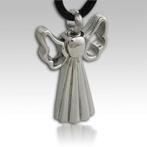 Stainless Steel Mod Angel Funeral Cremation Urn Memorial Pendant Jewelry