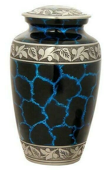 Large/Adult 200 Cubic Inch Metal Crystal Blue Cold Funeral Cremation Urn
