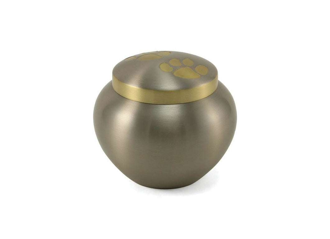 Small/Keepsake Pewter/Bronze Brass Odyssey Cremation Urn, 70 cubic inches
