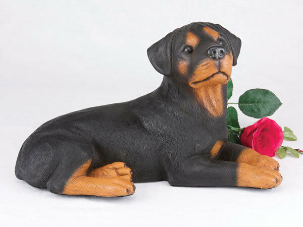 Large 151 Cubic Inches Black & Tan Rottweiler Resin Urn for Cremation Ashes