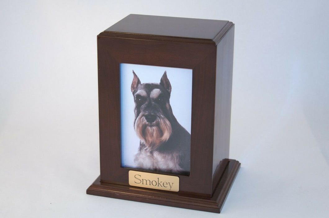 Large 148 Cubic Inches Walnut Framed Photo Urn for Ashes w/Engravable Nameplate