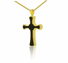Load image into Gallery viewer, Small/Keepsake Black &amp; Gold Cross Pendant Funeral Cremation Urn for Ashes

