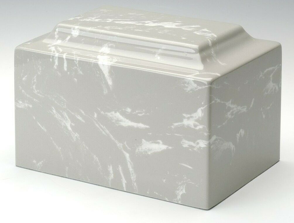 Classic Marble Light Gray Oversized 325 Cubic Inches Cremation Urn TSA Approved
