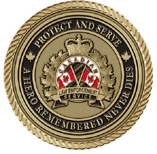 Canadian Law Enforcement Medallion for Box Cremation Urn/Flag Case - 2 Inch Diam