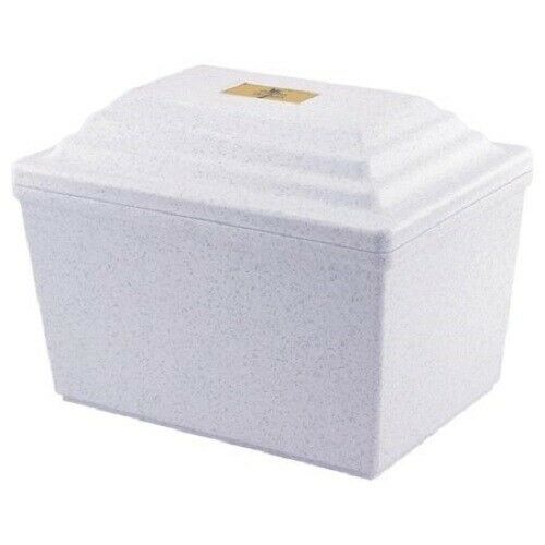 Large/Adult White Polymer Single Funeral Cremation Urn Burial Vault
