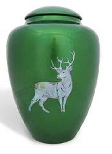 Large/Adult 200 Cubic Inch Fiber Glass Shell Art Deer Funeral Cremation Urn