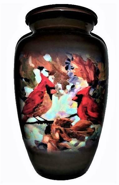 Large/Adult 200 Cubic Inch Aluminum Cardinal Collage Cremation Urn for Ashes