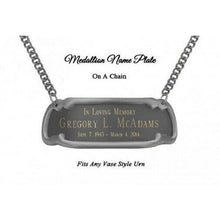 Load image into Gallery viewer, 3-Line Engraved Nameplate for Funeral Cremation Urn for Ashes - Raku Finish
