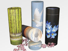 Load image into Gallery viewer, Biodegradable Eco-Friendly Adult Scattering Tube Cremation Urn, 200 Cubic Inches Ascending Dove
