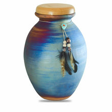 Load image into Gallery viewer, Large/Adult 200 Cubic Inches Raku Feathers Funeral Cremation Urn for Ashes
