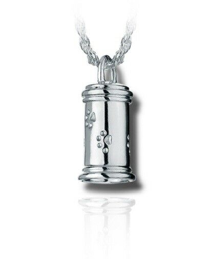 Sterling Silver Large Pet Traditional Cremation Urn Pendant for Ashes w/Chain