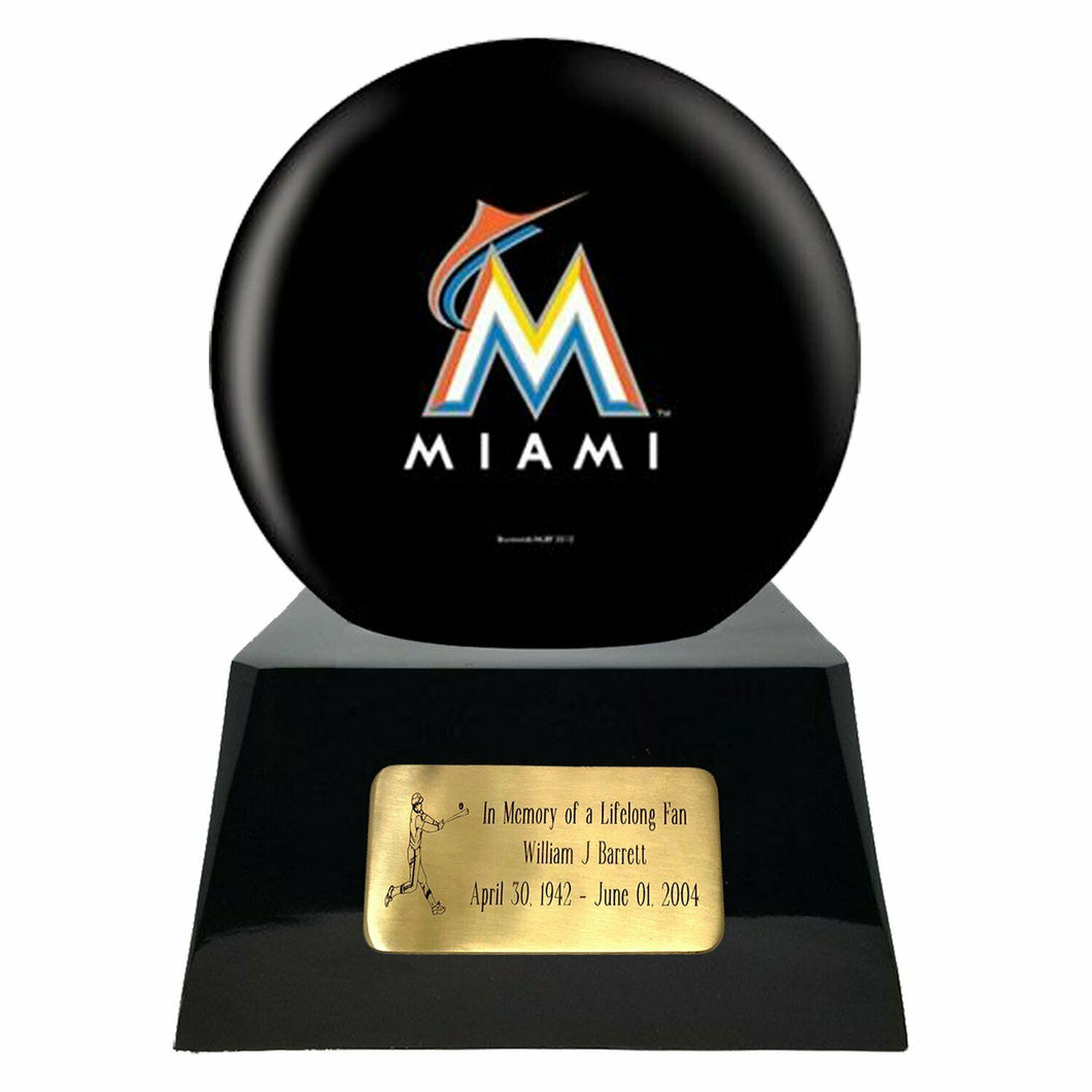 Large/Adult 200 Cubic Inch Miami Marlins Metal Ball on Cremation Urn Base