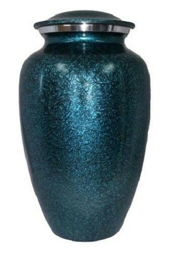 Large/Adult 200 Cubic Inch Blue Oceanic Aluminum Funeral Cremation Urn for Ashes
