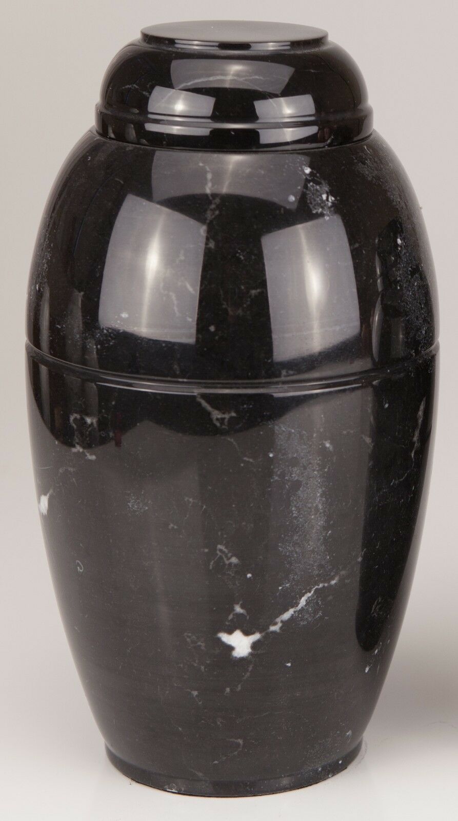 Large 168 Cubic Inches Black Marble Vase Funeral Urn for Cremation Ashes