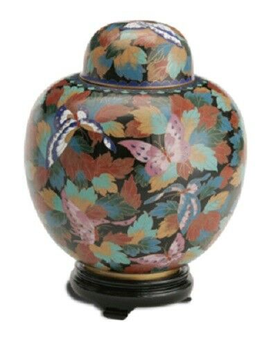 Large/Adult 210 cubic inches Butterfly Cloisonne Cremation Urn for Ashes