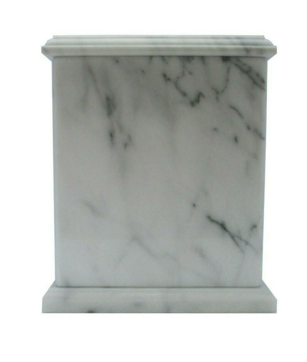 Large/Adult 230 Cubic Inches White Evermore Natural Marble Urn for Ashes