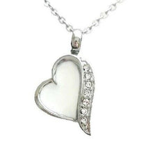Load image into Gallery viewer, Stainless Steel Seven Stone White Heart Cremation Urn Pendant w/20-inch Necklace
