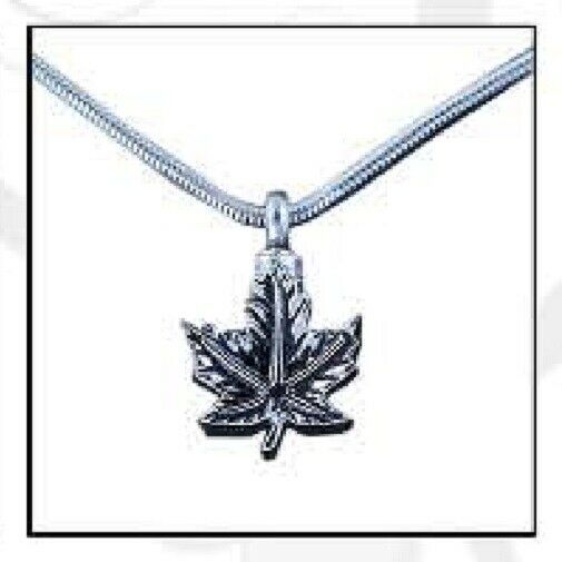 Maple Leaf Stainless Steel Funeral Cremation Urn Pendant w/Chain for Ashes