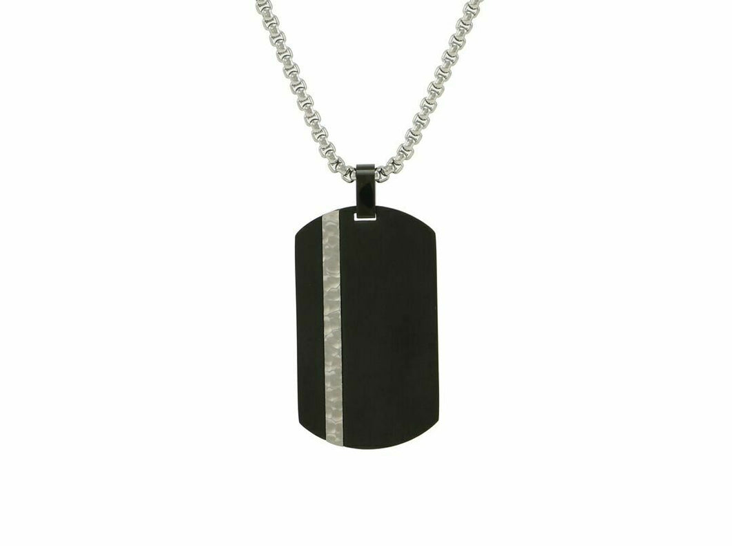 Stainless Steel Onyx Tag Funeral Cremation Pendant w/chain