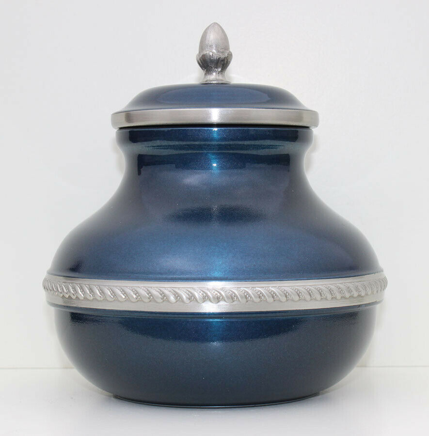 Small/Keepsake 70 Cubic Inch Blue Pewter Odyssey Funeral Cremation Urn for Ashes