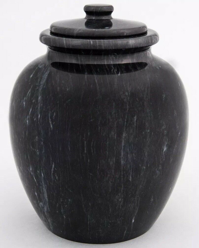 Large/Adult 205 Cubic Inches Black Legacy Natural Marble Urn for Cremation Ashes